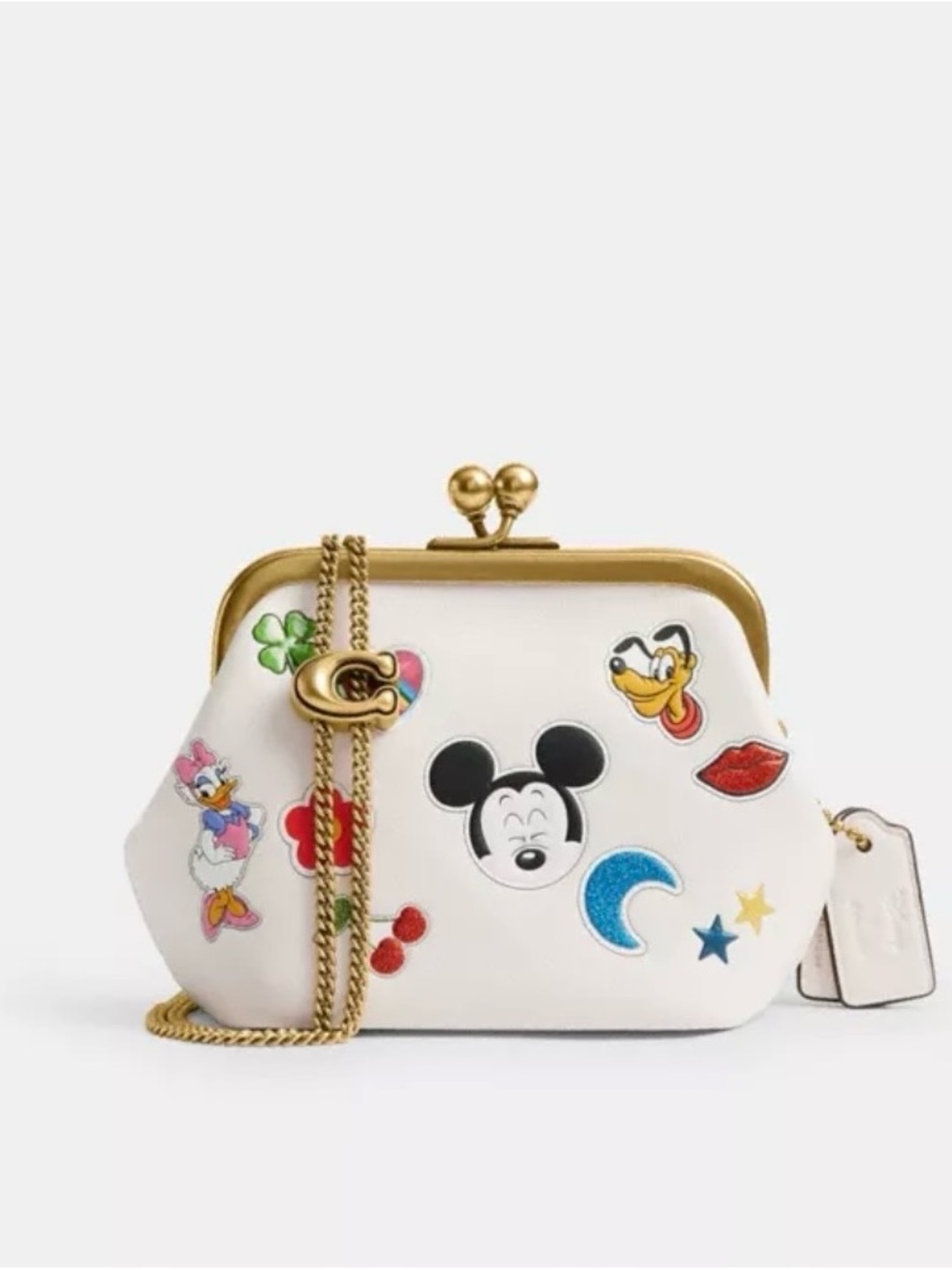 Coach White Disney Patch Kiss-Lock Crossbody Bag
